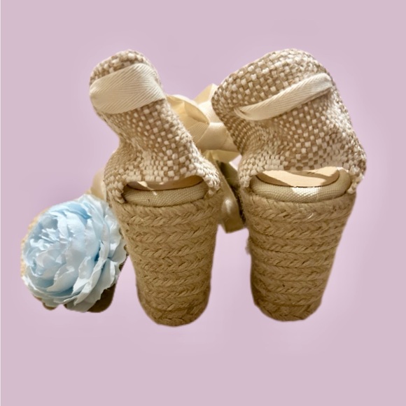 Castaner Lace Up Classic Organic Cotton Jute Cream Espadrille Wedge Sandals 7.5 - Picture 13 of 16